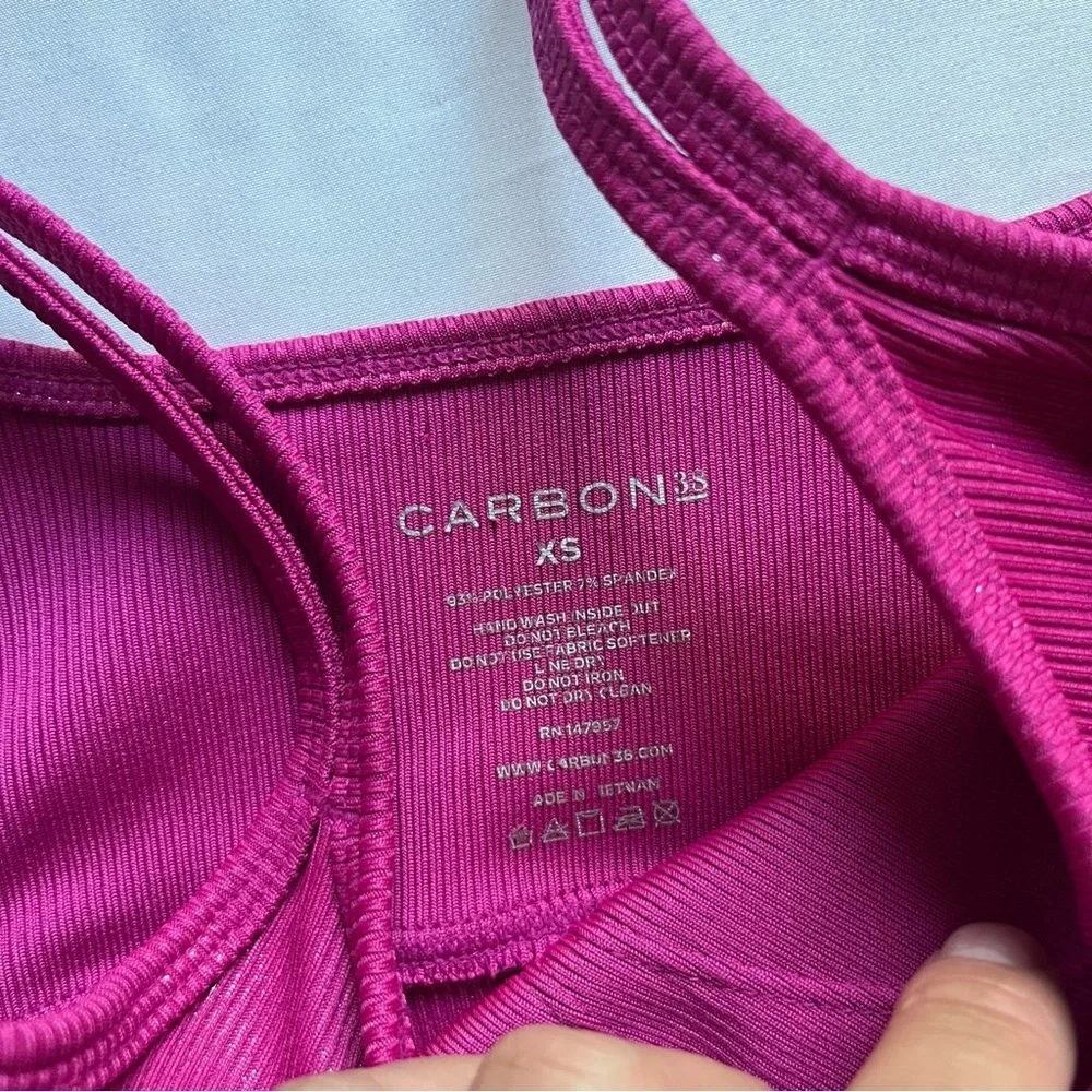 CARBON38 Pink glitter knit cropped athletic‎ sports bra tank top
